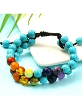 7 Chakra yoga beaded bracelet double strand